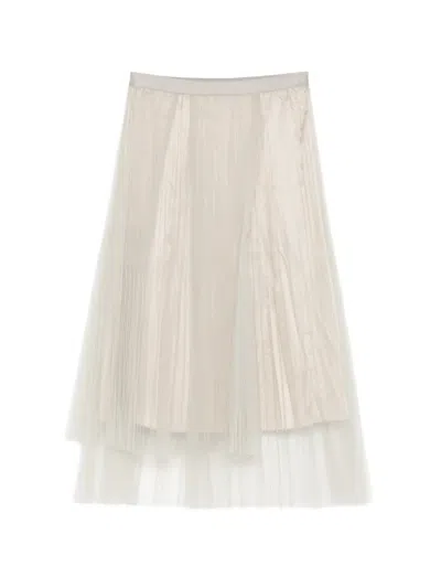 Jnby Pleated Midi Skirt In Multi