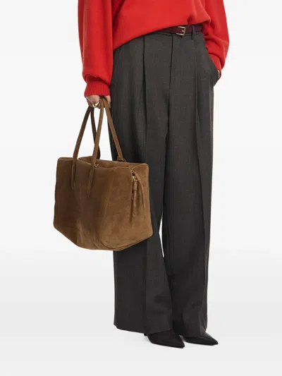 Jnby Pleated Tailored Trousers In Brown