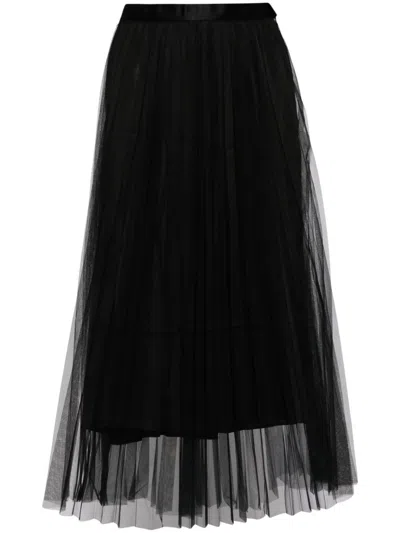 Jnby Plissé A-cut Skirt In Black