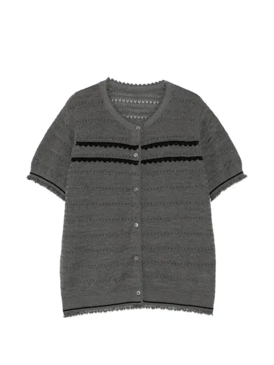Jnby Pointelle-knit Scalloped Blouse In Multi