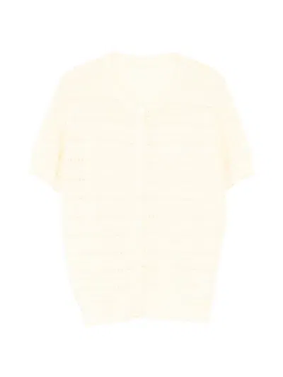 Jnby Pointelle-knit Top In Neutral