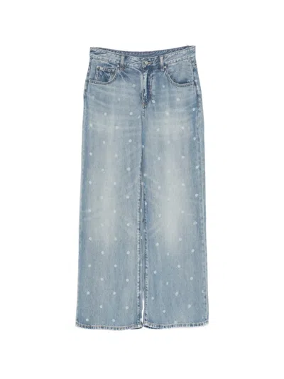 Jnby Polka Dot Flared Jeans In Blue