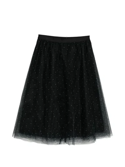 Jnby Polka Dot Layered Skirt In Black
