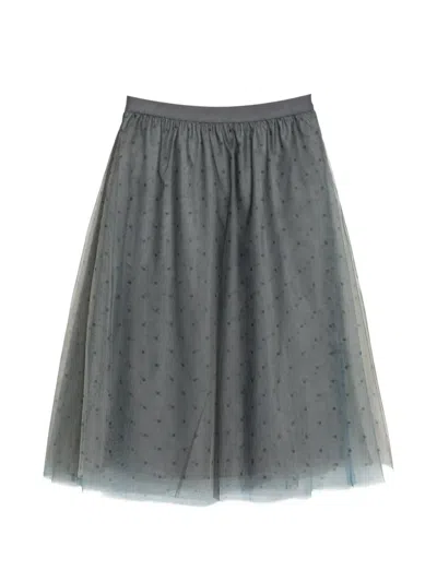 Jnby Polka Dot Layered Skirt In Gray