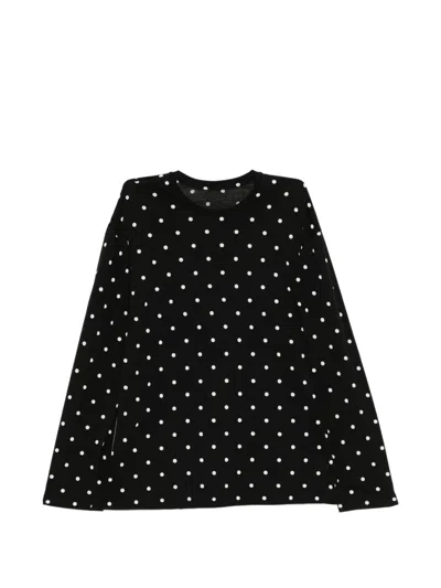 Jnby Polka Dot Long-sleeve Top In Black