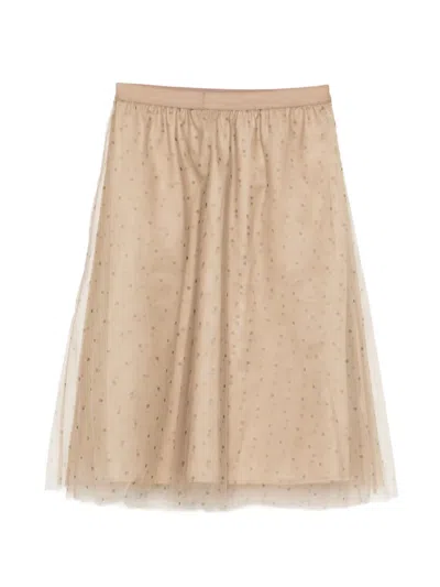 Jnby Polka-dot Midi Skirt In Brown