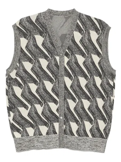 Jnby Printed Knitted Vest In Grey
