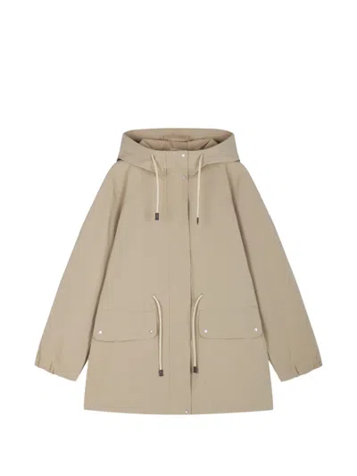 Jnby Raglan-sleeve Drawstring Trench Coat In Brown