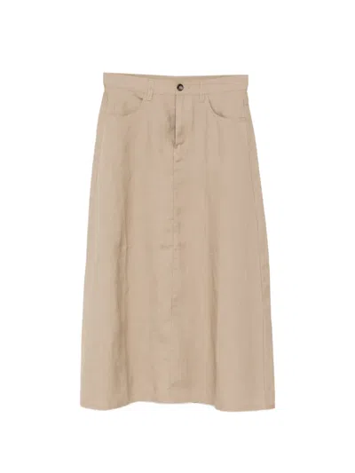 Jnby Ramie Midi Skirt In Nude