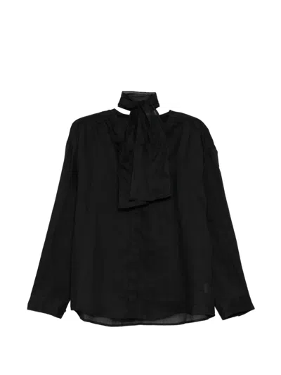 Jnby Relaxed-fit Tie Blouse In Black