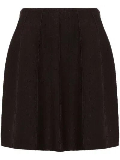 Jnby Ribbed-detailed Knitted Skirt In Brown