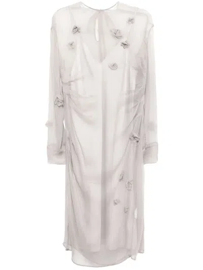 Jnby Rounded Collar Silk Dress In Grey