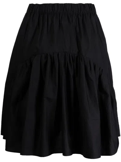 Jnby Ruffled Cotton Midi Skirt In Black