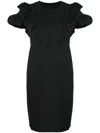 Jnby Ruffled-detailed Short-sleeved Dress In Black