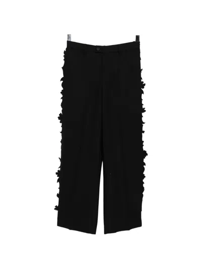 Jnby Ruffled-edge Trousers In Black