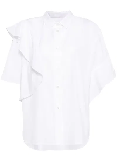 Jnby Ruffled Short-sleeve Shirt In White