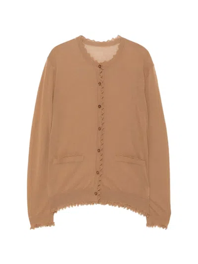 Jnby Scalloped-hem Cardigan In Brown