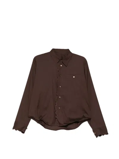 Jnby Scallop-trim Shirt In Brown