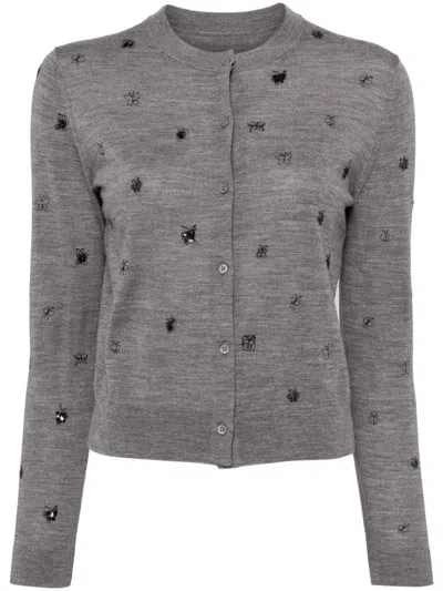 Jnby Sequin-embellished Cropped Sweater In Grey