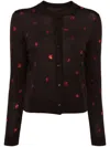 Jnby Sequined Butterfly-embroidered Cardigan In Red