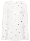 Jnby Sequined Butterfly-embroidered T-shirt In White