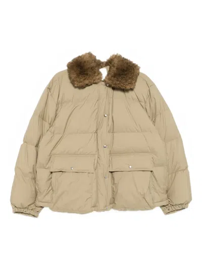 Jnby Shearling-collared Jacket In Neutral