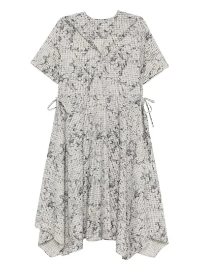 Jnby Short Sleeve Silk Dress In Gray