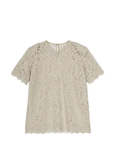 Jnby Short-sleeved Lace T-shirt In Neutrals