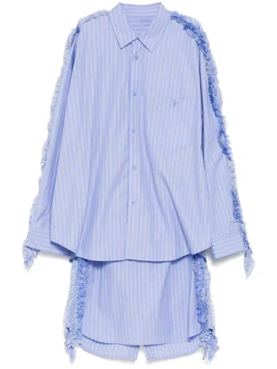 Jnby Side-detailed Loose Dress In Blue