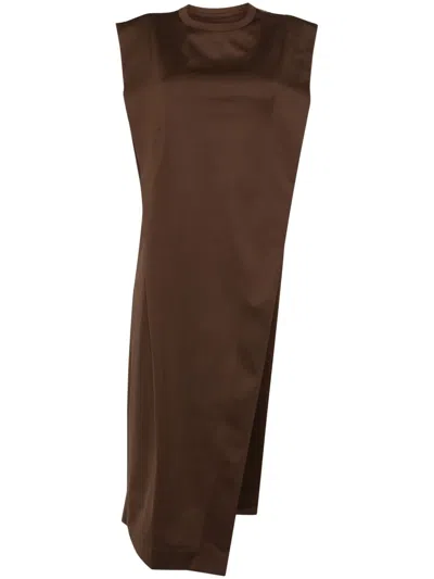 Jnby Sleeveless Asymmetric Cotton Top In Brown