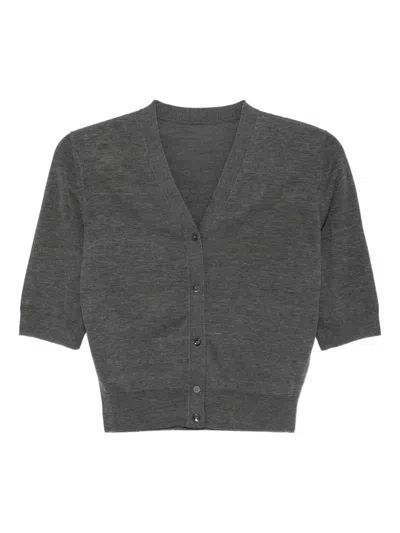 Jnby Slim-fitting Cropped Cardigan In Gray
