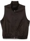 Jnby Stand Collar Short Vest In Brown