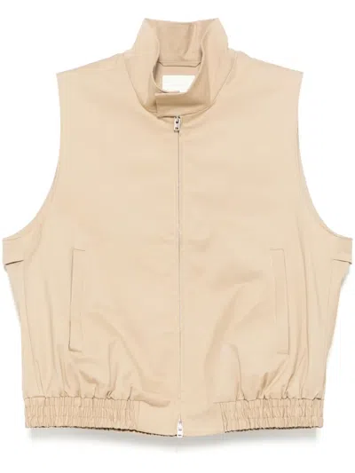 Jnby Stand-up Collar Vest In Neutrals