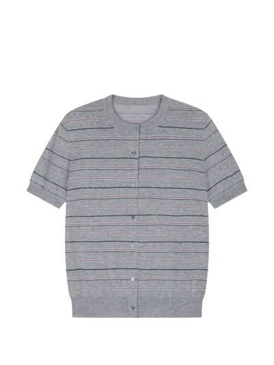 Jnby Striped Cardigan In Gray
