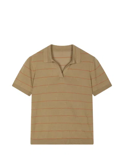 Jnby Striped Polo-collar T-shirt In Green