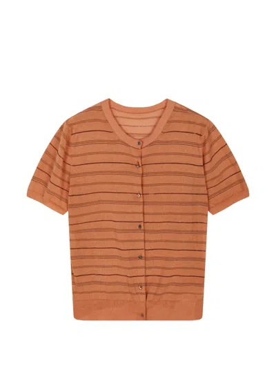 Jnby Striped Short-sleeve Cardigan In Animal Print