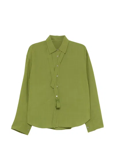 Jnby Striped V-neck Shirt In Green