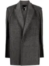 Jnby Textured Wool-blend Blazer In Grey