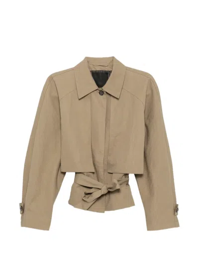 Jnby Tied-hem Jacket In Neutral
