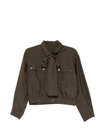 Jnby Tie-neck Jacket In Brown