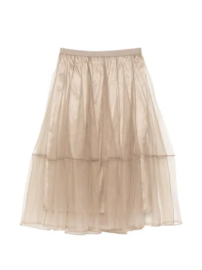 Jnby Tulle Midi Skirt In Yellow