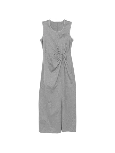Jnby Twist-detail Front-slit Dress In Gray
