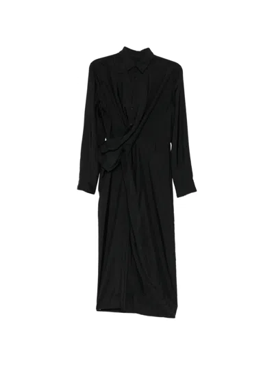 Jnby Twist-detail Long-sleeve Dress In Black