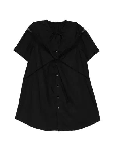 Jnby Twisted Lace-trim Dress In Black