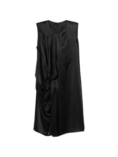 Jnby Twisted Matte-silk Dress In Black