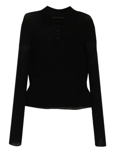 Jnby Ultra-thin Long-sleeved Pullover Knit Top In Black