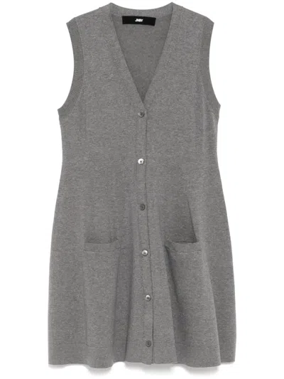 Jnby V-collar Sleeveless Knitted Dress In Grey