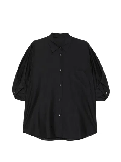 Jnby Versatile Drapey Pleated Shirt In Black