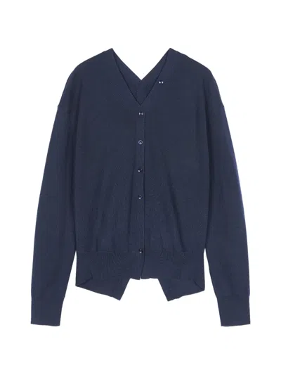 Jnby V-neck Drop-shoulder Cardigan In Blue