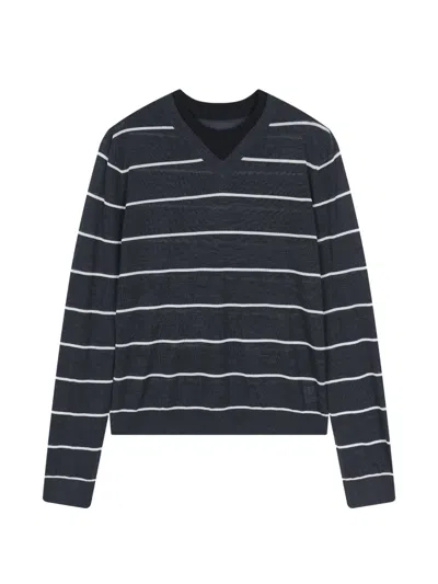 Jnby V-neck Striped Sweater In Blue